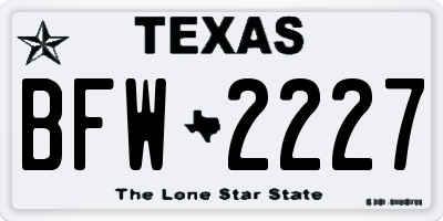 TX license plate BFW2227