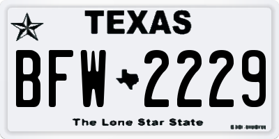 TX license plate BFW2229