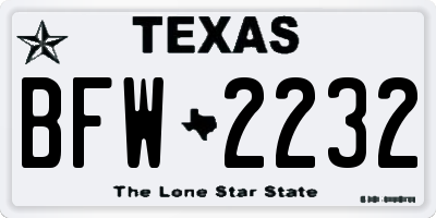 TX license plate BFW2232