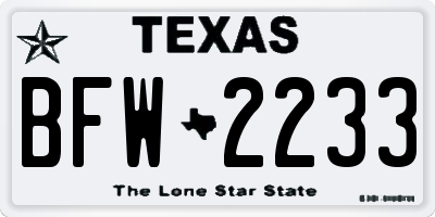 TX license plate BFW2233
