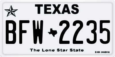 TX license plate BFW2235