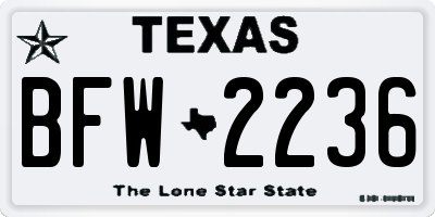 TX license plate BFW2236
