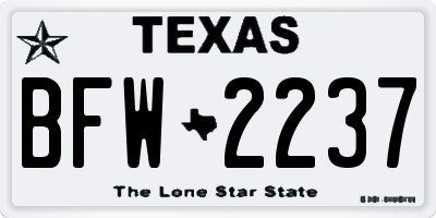 TX license plate BFW2237