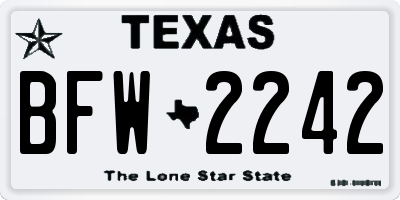 TX license plate BFW2242