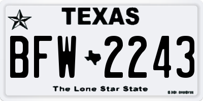 TX license plate BFW2243