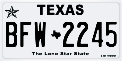 TX license plate BFW2245