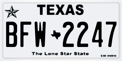TX license plate BFW2247