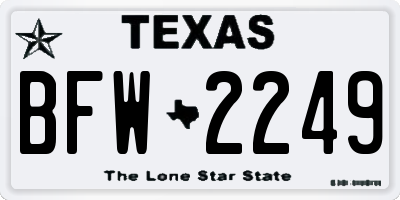 TX license plate BFW2249