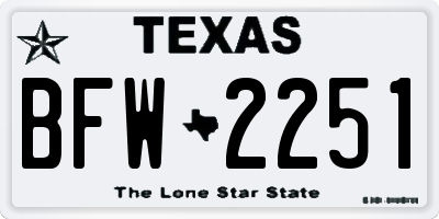 TX license plate BFW2251