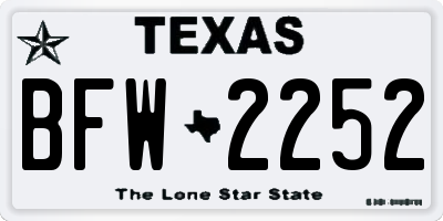 TX license plate BFW2252