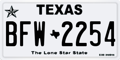 TX license plate BFW2254