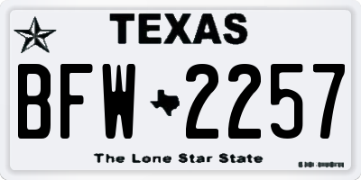 TX license plate BFW2257