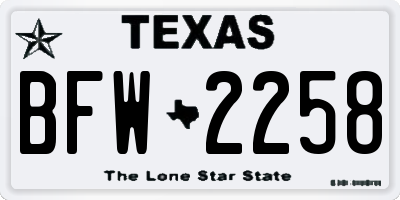 TX license plate BFW2258