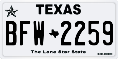 TX license plate BFW2259