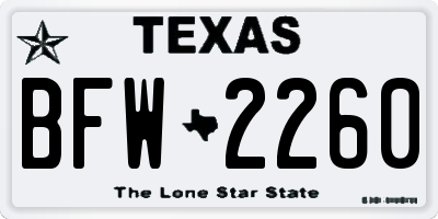 TX license plate BFW2260