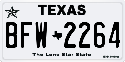 TX license plate BFW2264