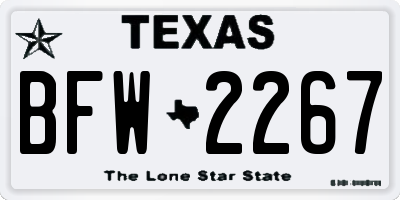 TX license plate BFW2267