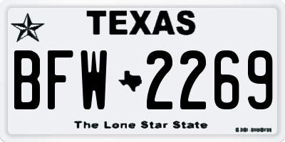 TX license plate BFW2269