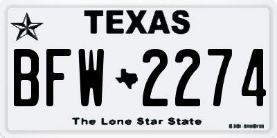 TX license plate BFW2274