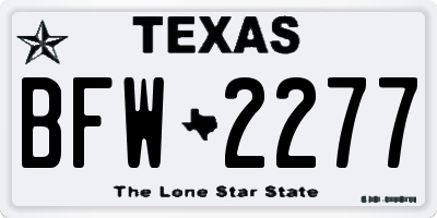 TX license plate BFW2277