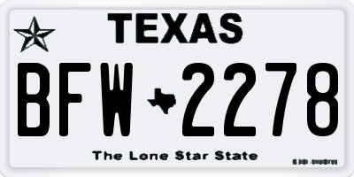 TX license plate BFW2278