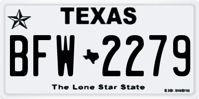 TX license plate BFW2279