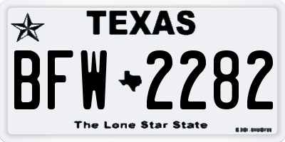 TX license plate BFW2282