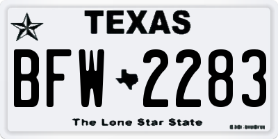 TX license plate BFW2283