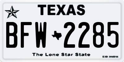 TX license plate BFW2285