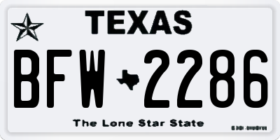 TX license plate BFW2286