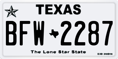 TX license plate BFW2287