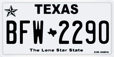 TX license plate BFW2290