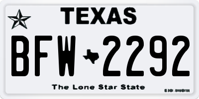 TX license plate BFW2292