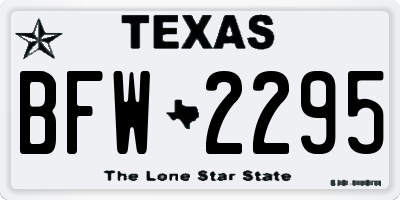 TX license plate BFW2295