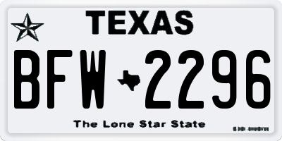 TX license plate BFW2296