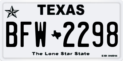 TX license plate BFW2298