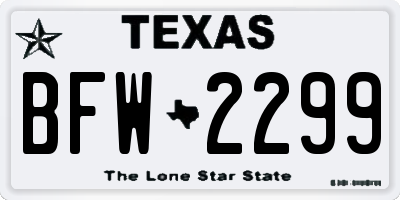 TX license plate BFW2299