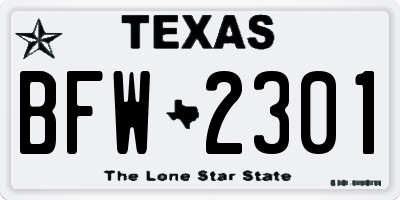TX license plate BFW2301