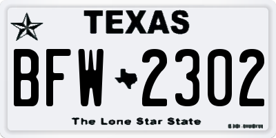 TX license plate BFW2302