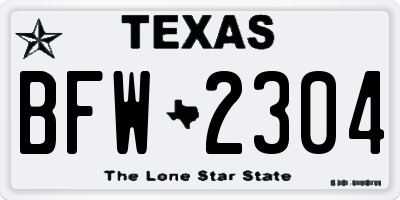 TX license plate BFW2304