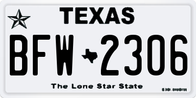 TX license plate BFW2306