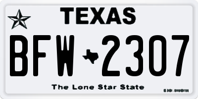 TX license plate BFW2307