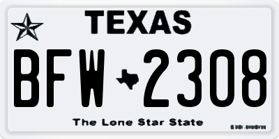 TX license plate BFW2308