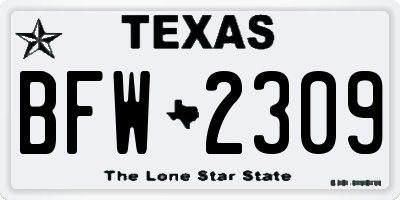TX license plate BFW2309