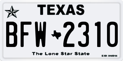 TX license plate BFW2310