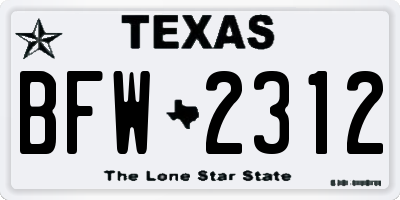 TX license plate BFW2312