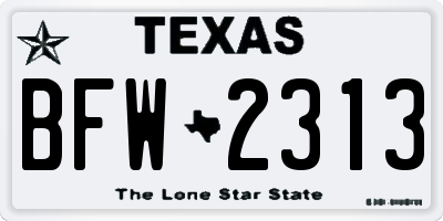 TX license plate BFW2313