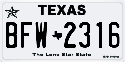 TX license plate BFW2316