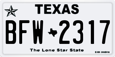TX license plate BFW2317