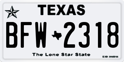 TX license plate BFW2318